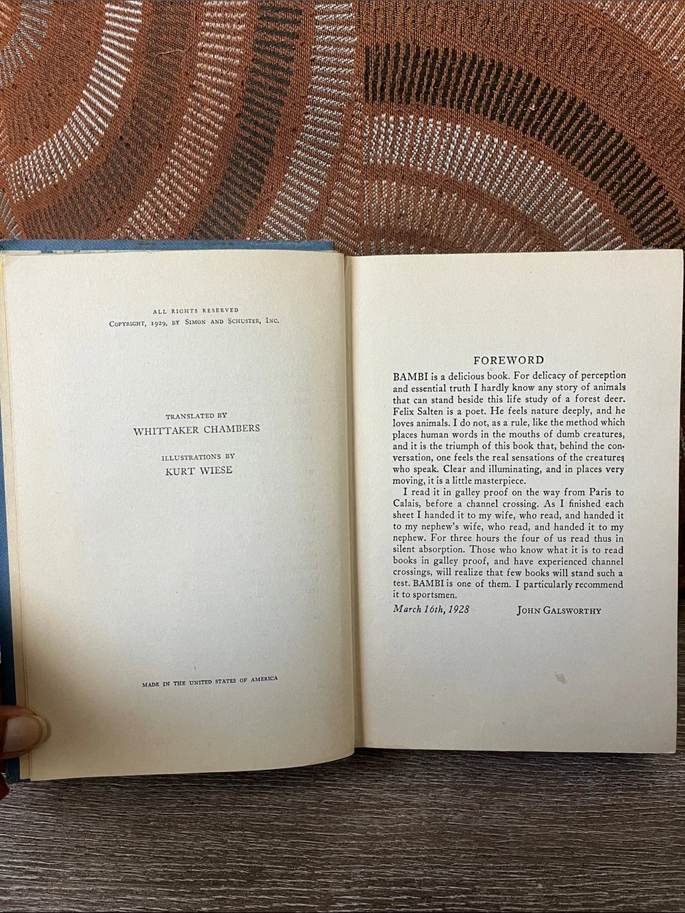 BAMBI by Felix Salten - Classic Hardcover Book 1929